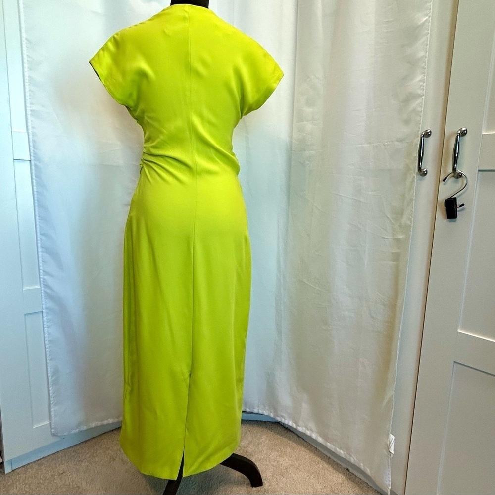 Zara Women's lime green short sleeve V-neck bodycon Cocktail Dress Sz S NWOT - Picture 6 of 14